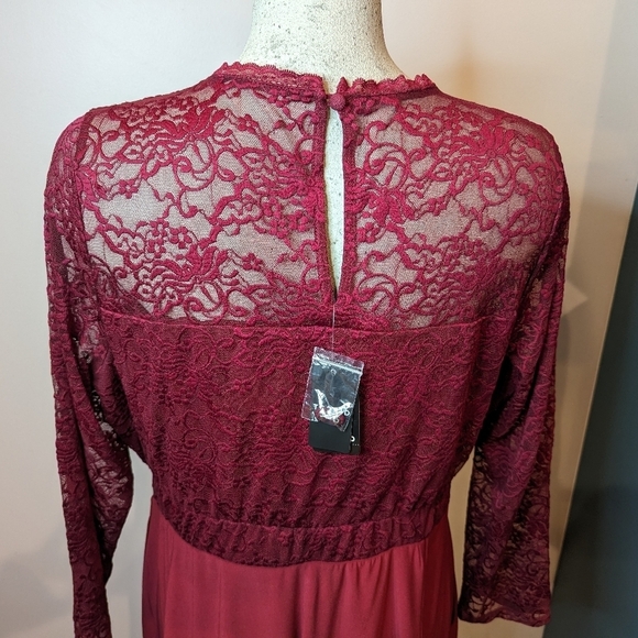 Torrid Studio Knit Lace Fit N Flare Dress, rhubarb plus size 1x - Picture 9 of 10